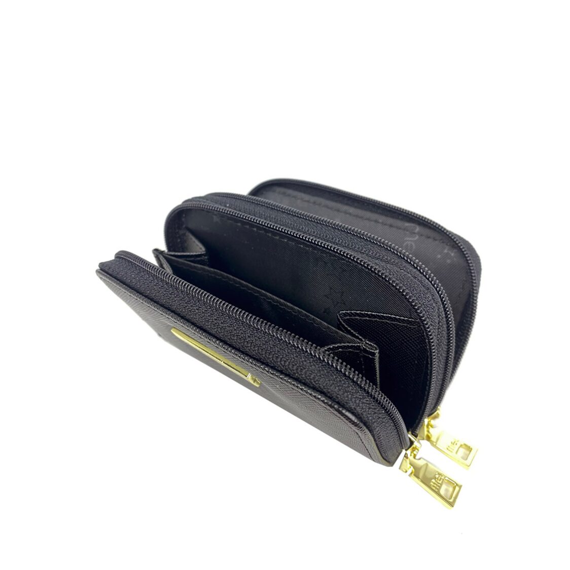 Mel&Co Saffiano Leatherette Double Zipper Pouch with Key Clips