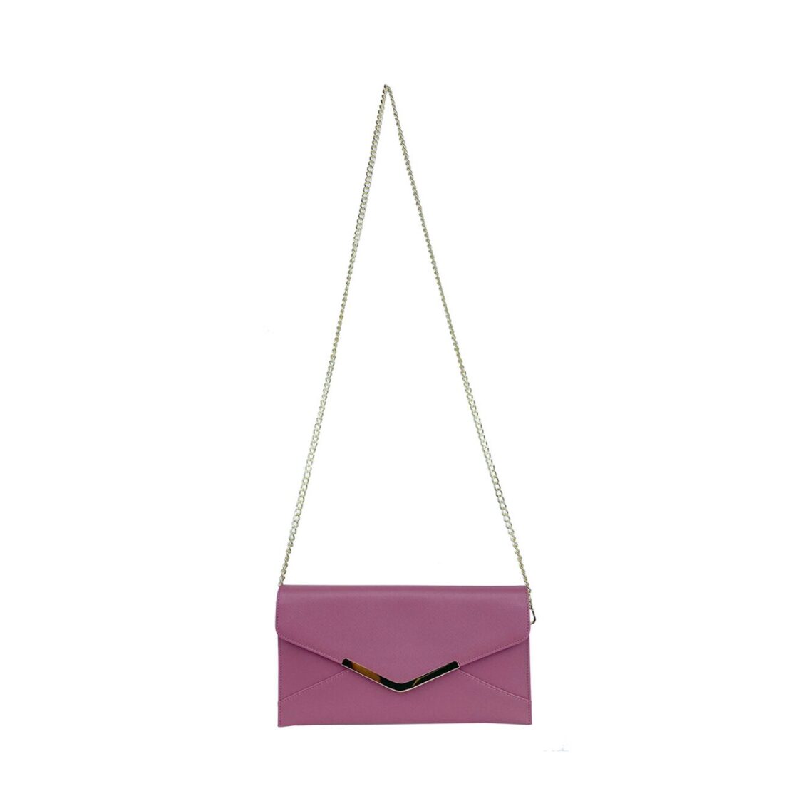 Mel&Co Saffiano Leatherette Envelope Clutch with Chain