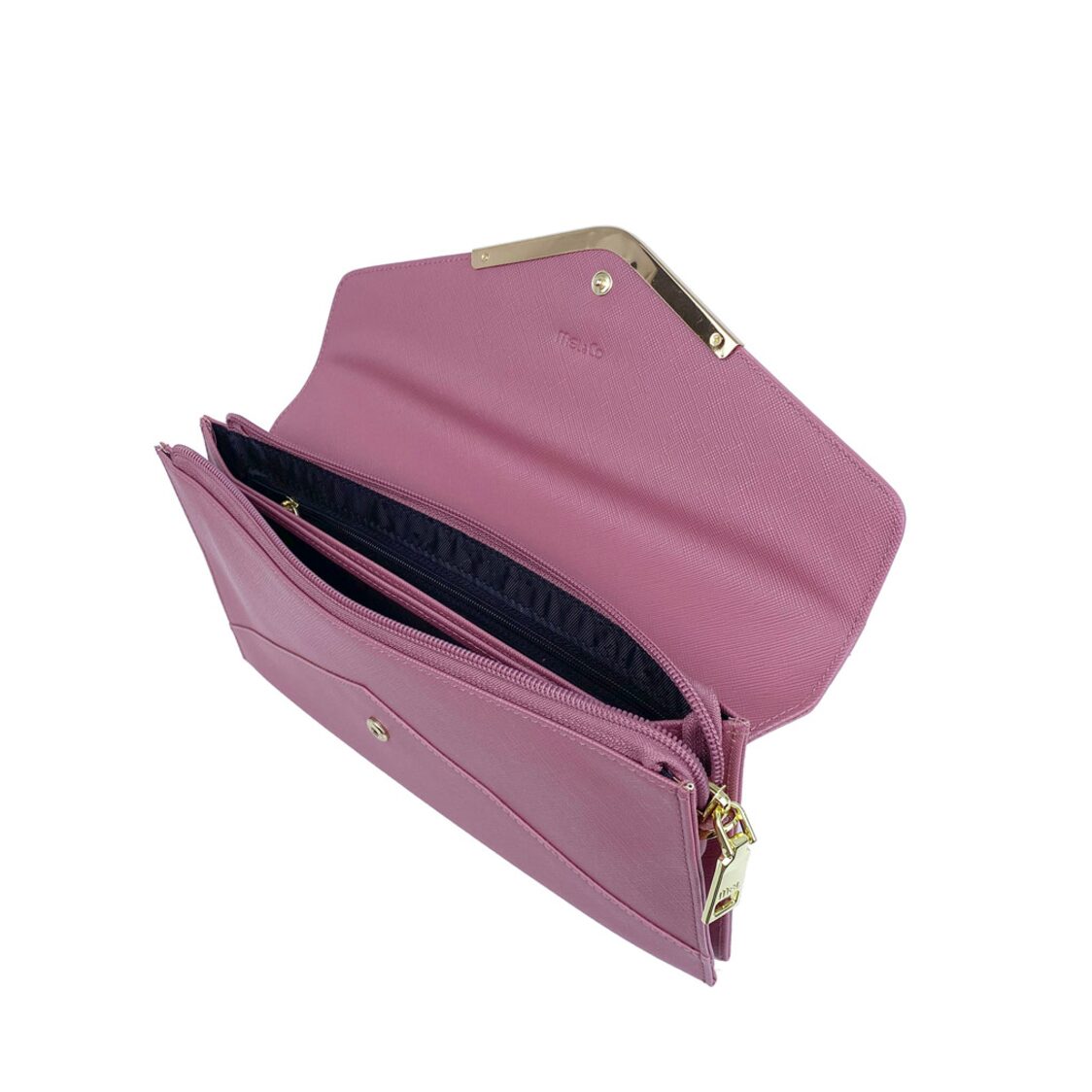 Mel&Co Saffiano Leatherette Envelope Clutch with Chain