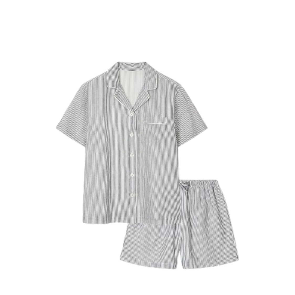 Jaju Women Summer Double Cotton Pajama Set Light Navy