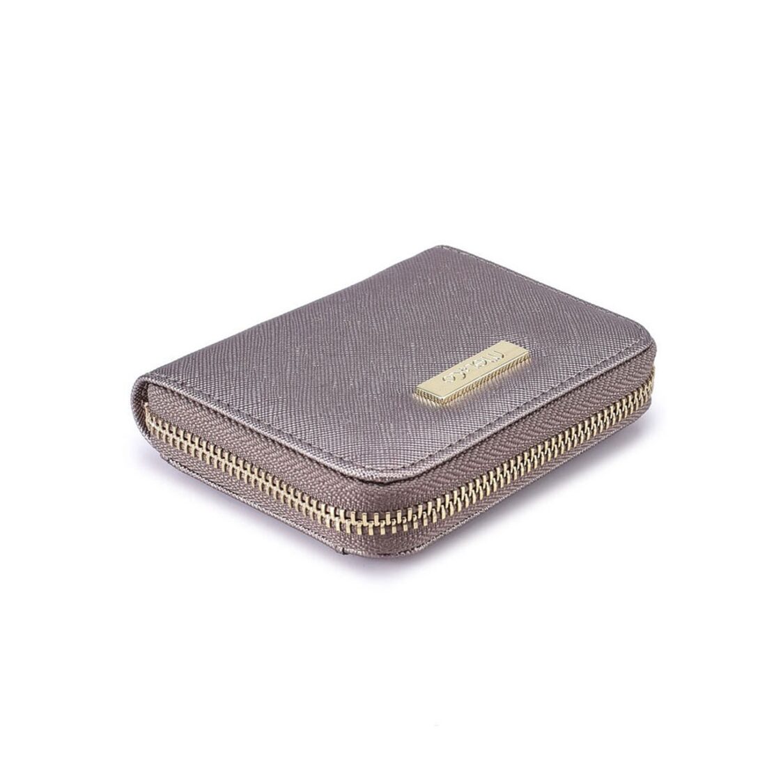 Mel&Co Saffiano Leatherette Zip-Around Card Holder With Lanyard