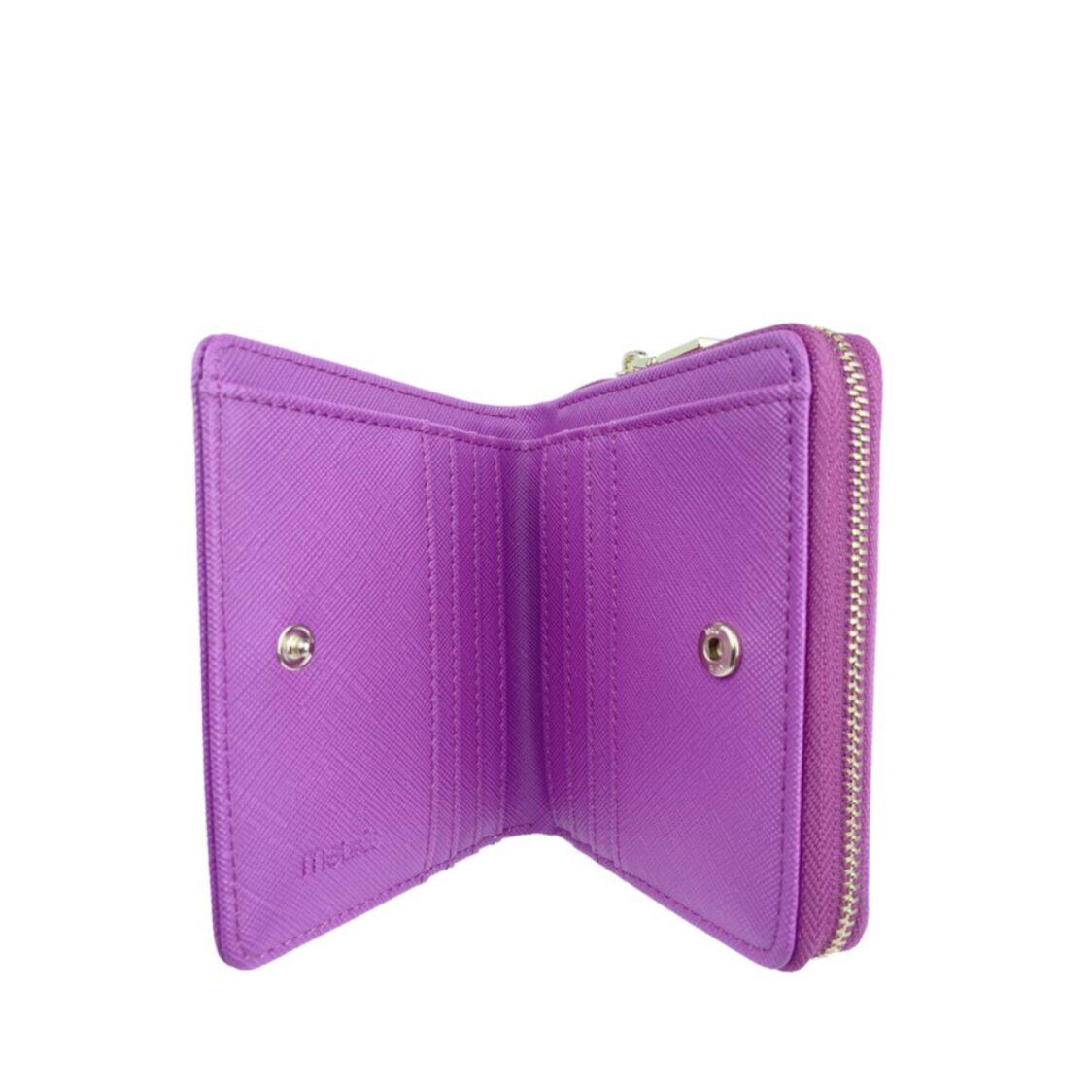 Mel&Co Saffiano-Effect Snap Wallet With Zip-Around Compartment