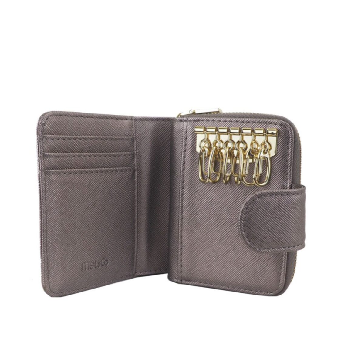 Mel&Co Saffiano Leatherette Key Holder with Zipped Gusset