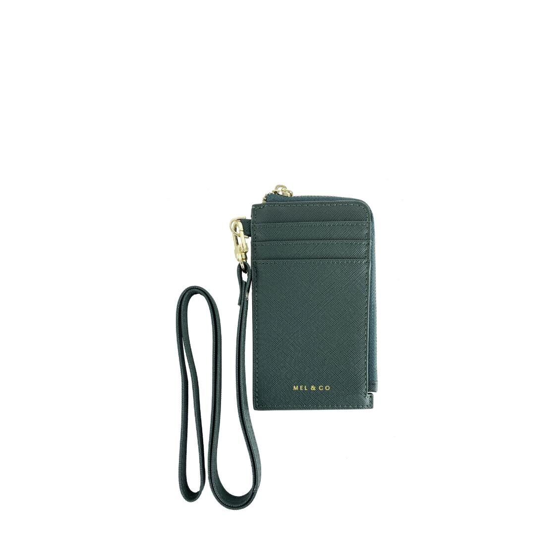 Mel&Co Saffiano-Effect L-Zip Lanyard Card Holder