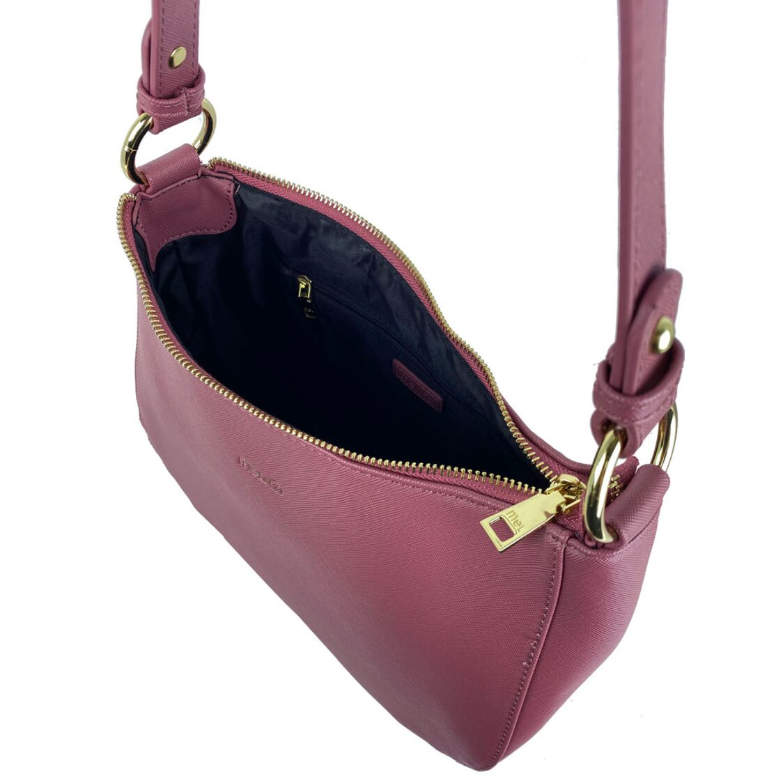 Mel&Co Saffiano-Effect Curve Top Single handle Shoulder Bag