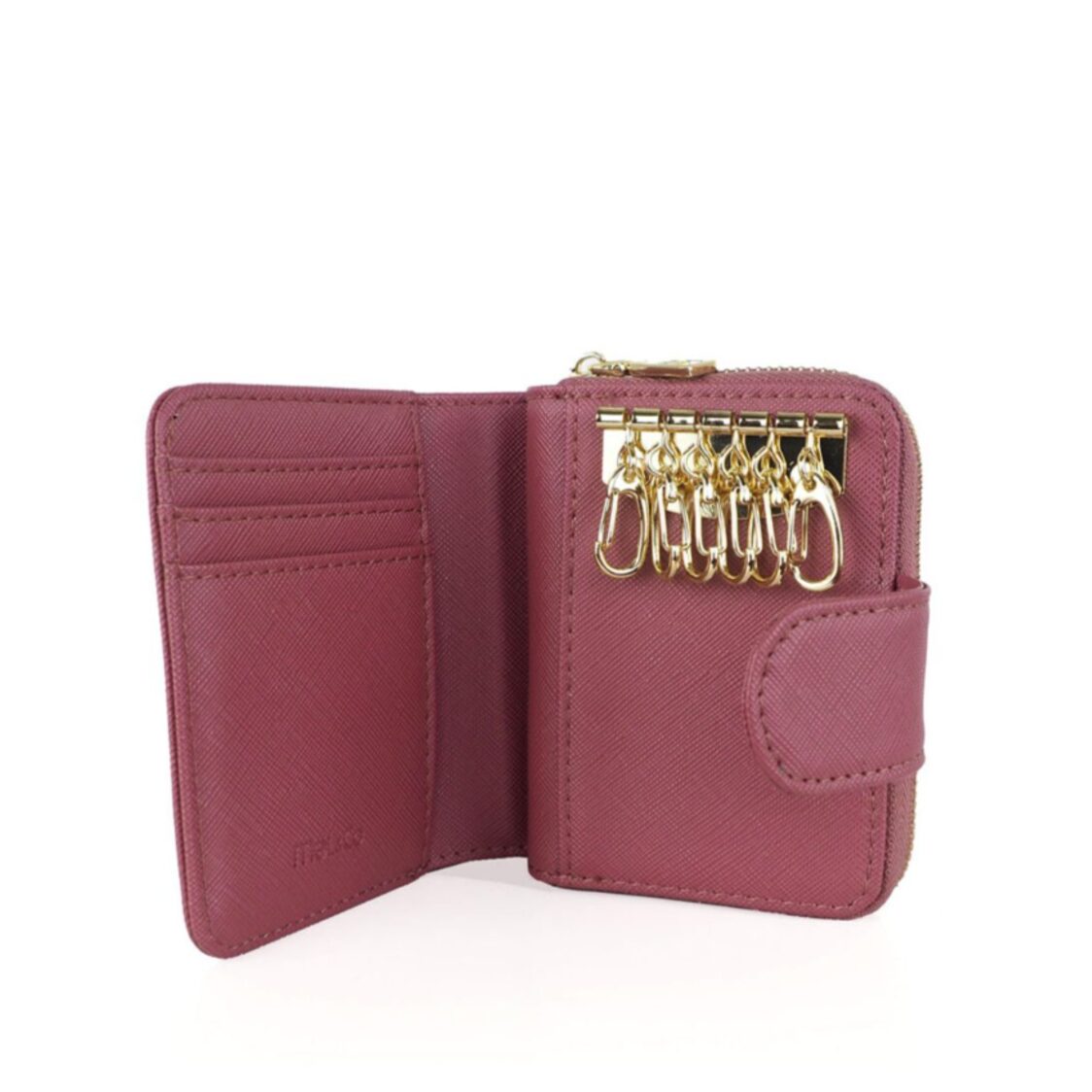 Mel&Co Saffiano Leatherette Key Holder with Zipped Gusset
