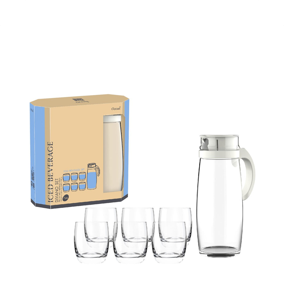 Ocean Divano 7pc Set Pitcher Set-Asst Colour
