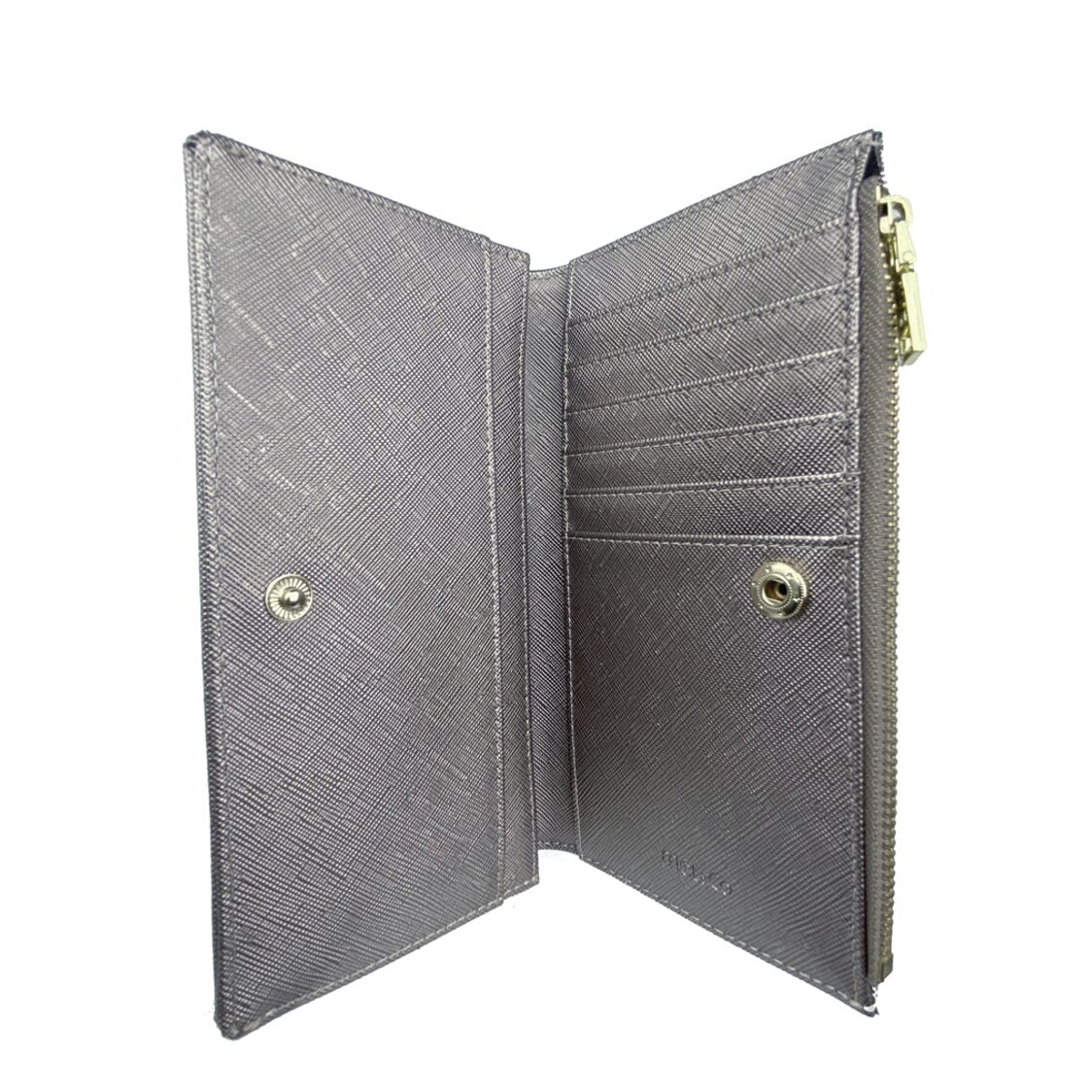 Mel&Co Saffiano Leatherette Bi-Fold Snap Long Wallet