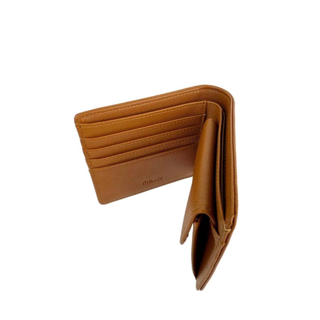 Mel&Co Saffiano Leatherette Bi-Fold Wallet With Flap Pocket