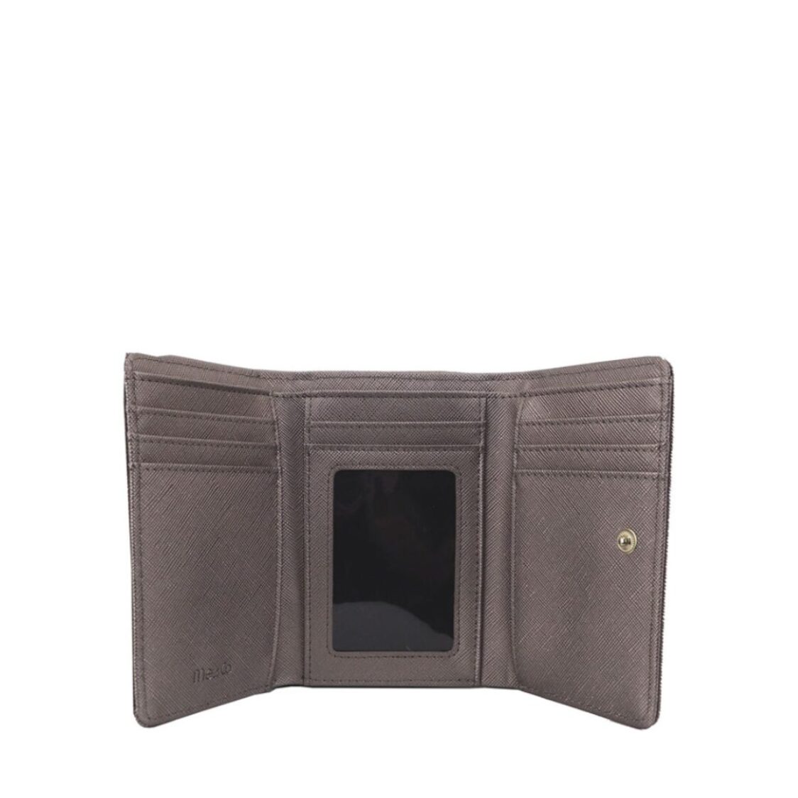 Mel&Co Saffiano Leatherette Tri-fold Zip Coin Card Wallet