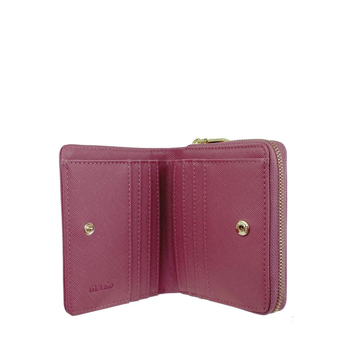 Mel&Co Saffiano Leatherette Bifold Zip Coin Card Wallet