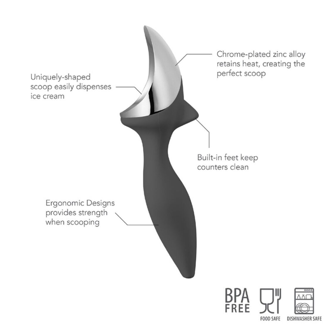 Tovolo Tilt Up Ice Cream Scoop Charcoal