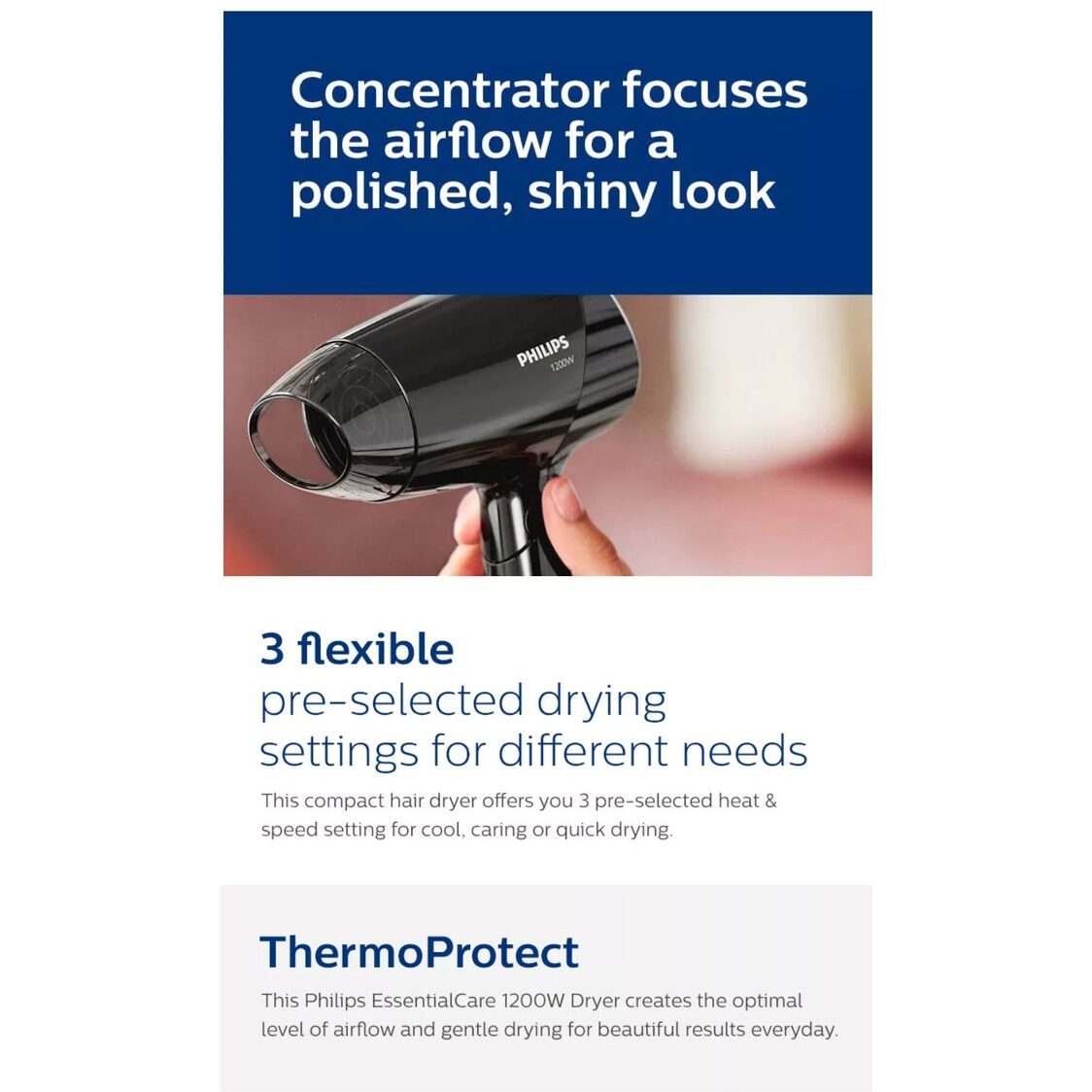 Philips Essential Care Hair Dryer 1200W (BHC010/13)