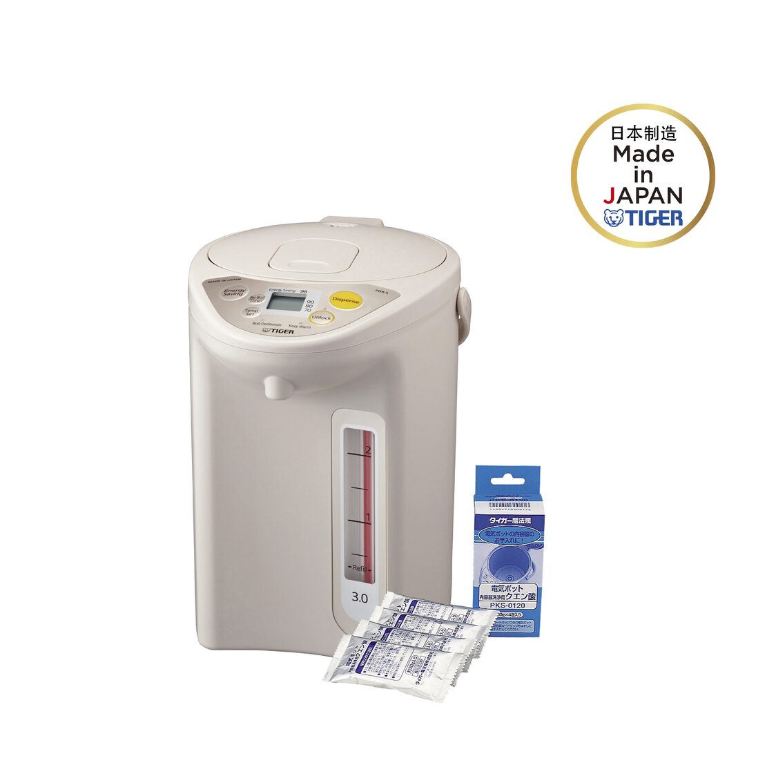 TIGER Electric Water Heater 3.0L  / Free: Citric Acid Airpot Cleaner (PDR-S30S & PKS-0120)