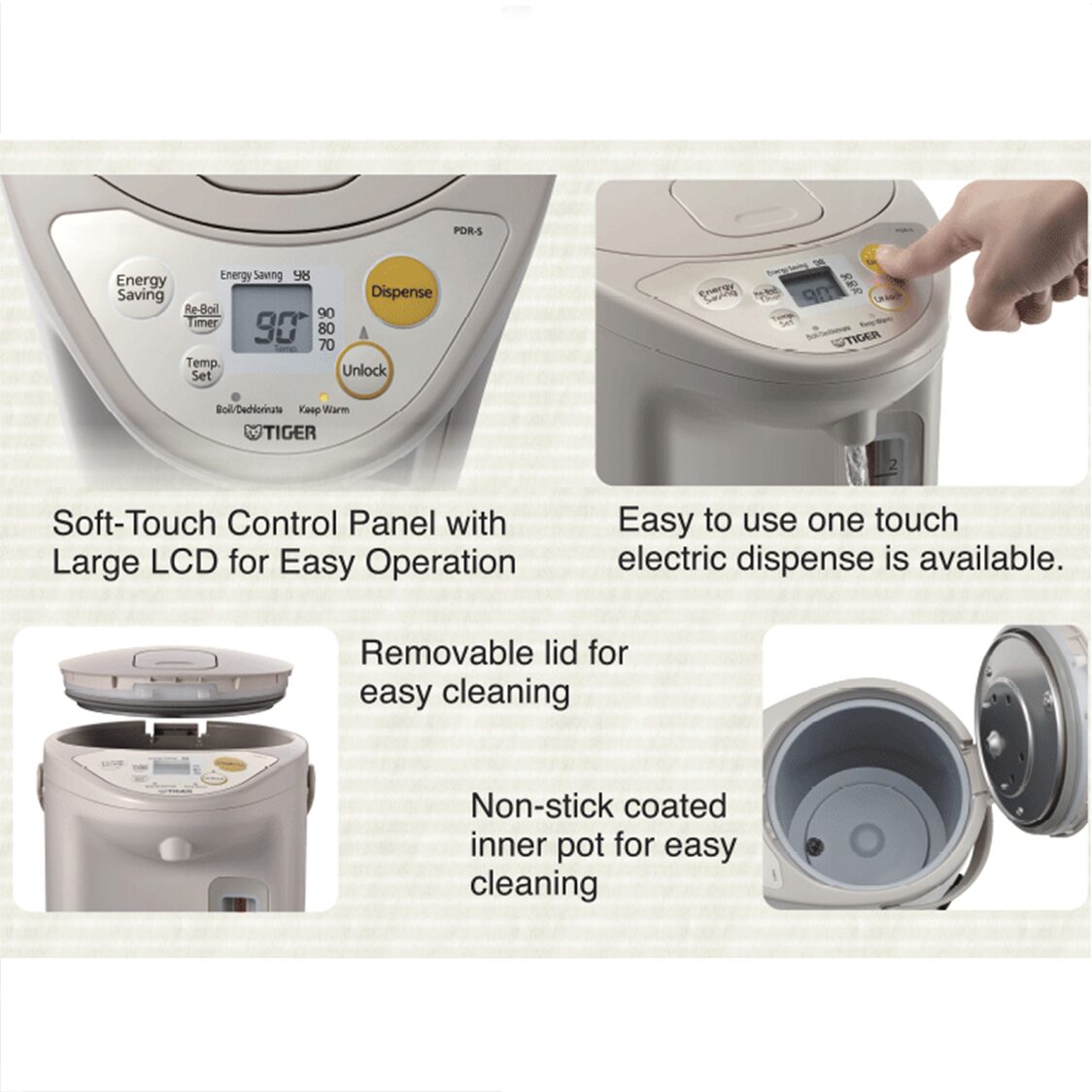 TIGER Electric Water Heater 3.0L  / Free: Citric Acid Airpot Cleaner (PDR-S30S & PKS-0120)