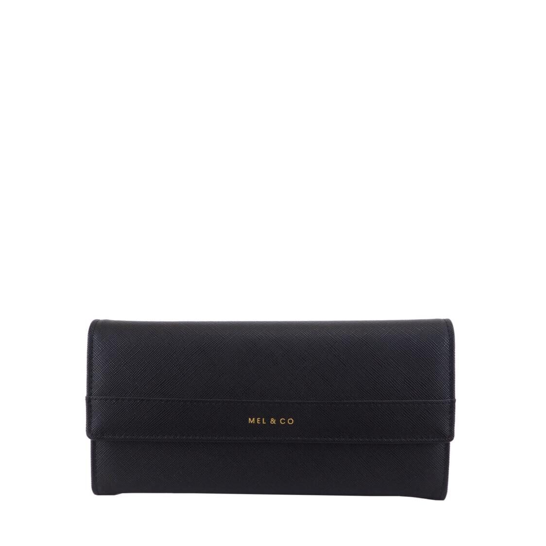 Mel&Co Saffiano-Effect Half Flap Long Wallet