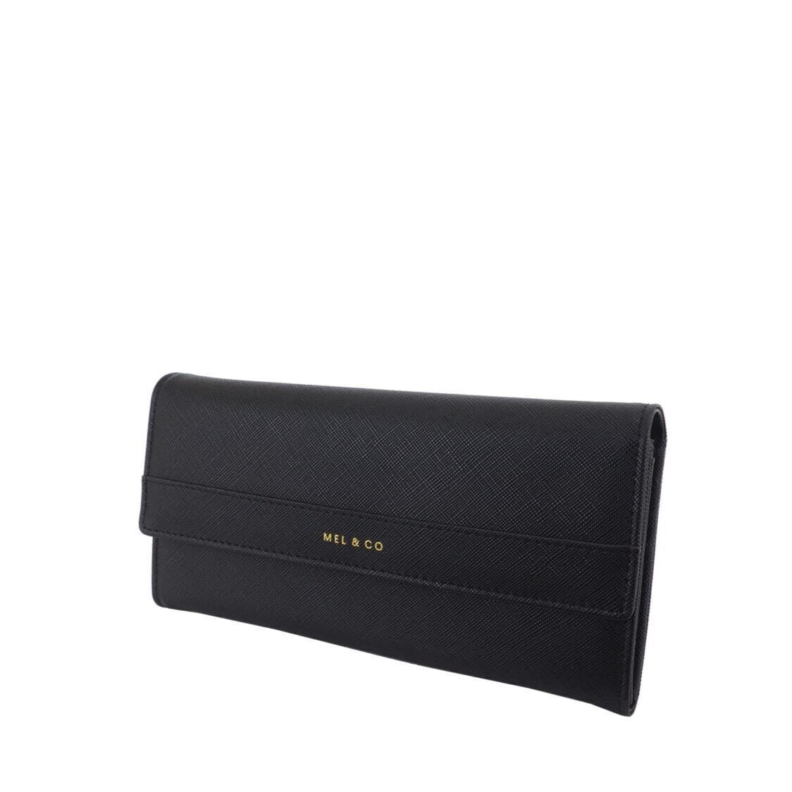 Mel&Co Saffiano-Effect Half Flap Long Wallet