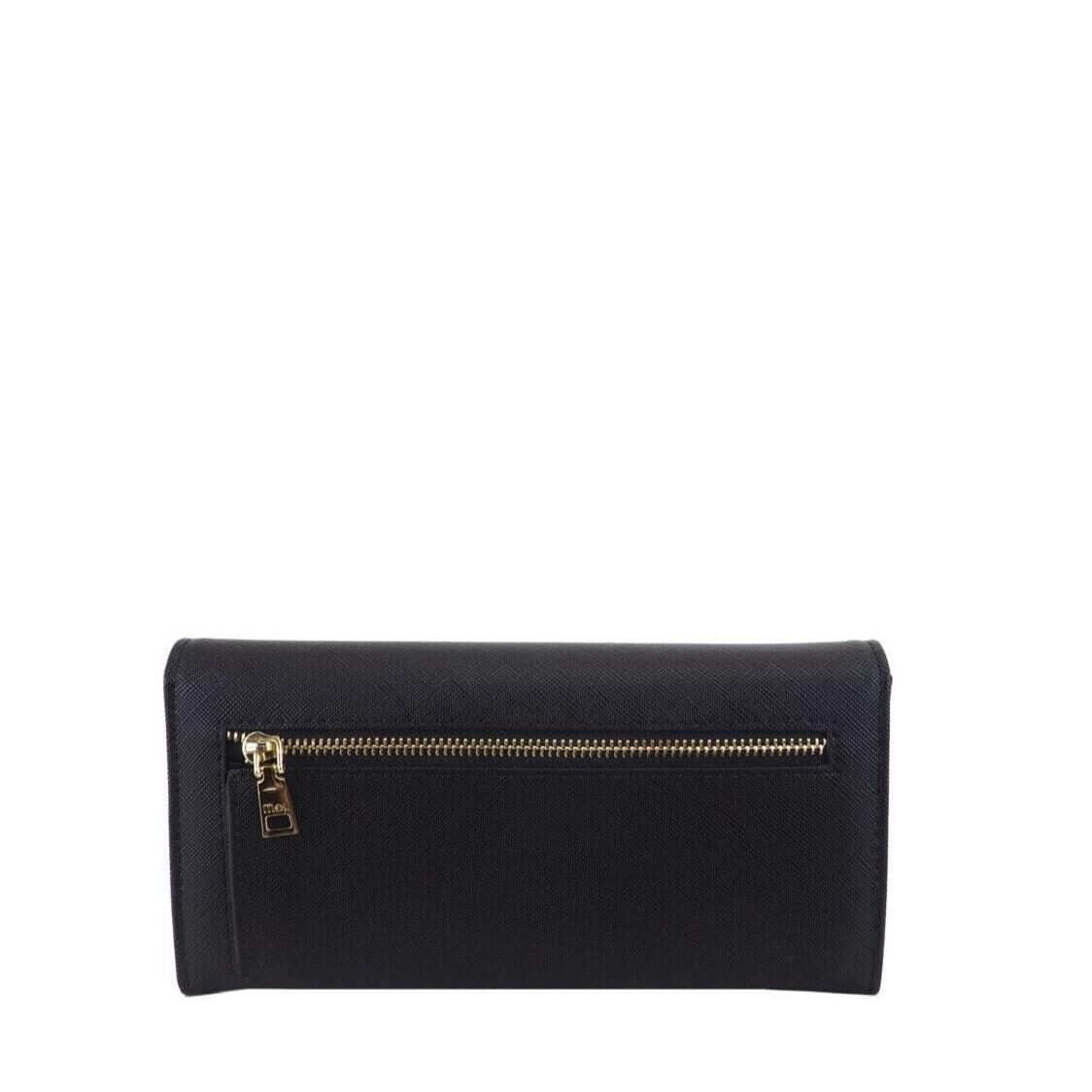 Mel&Co Saffiano-Effect Half Flap Long Wallet