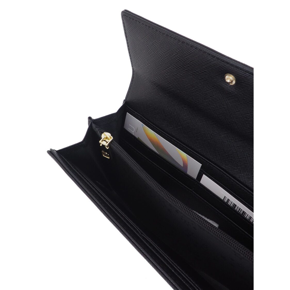 Mel&Co Saffiano-Effect Half Flap Long Wallet