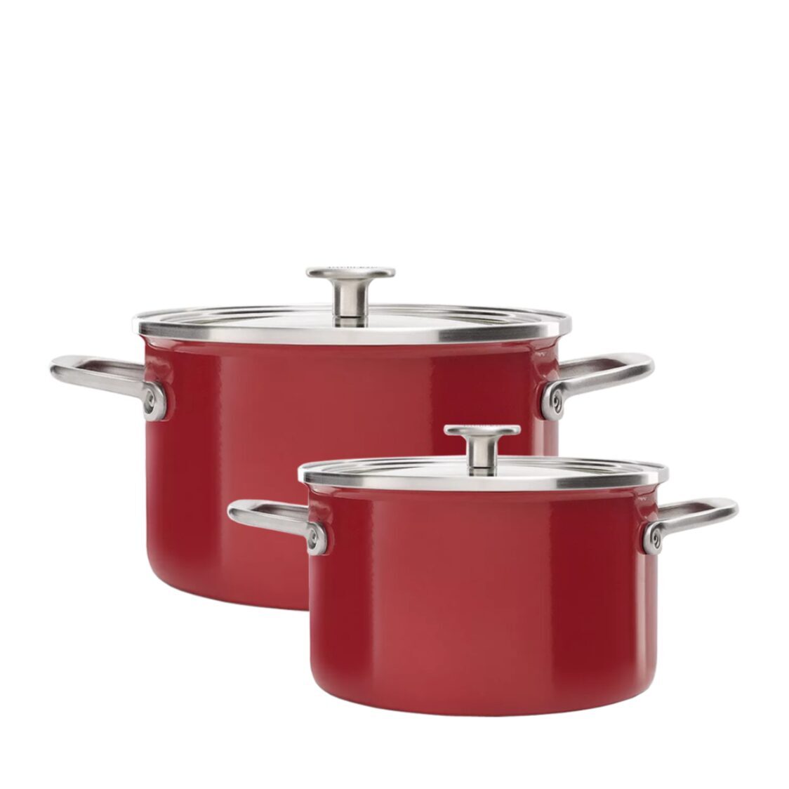 Kitchenaid Enamel Red 24cm Casserole + 18cm Saucepan GPKA668602/668480