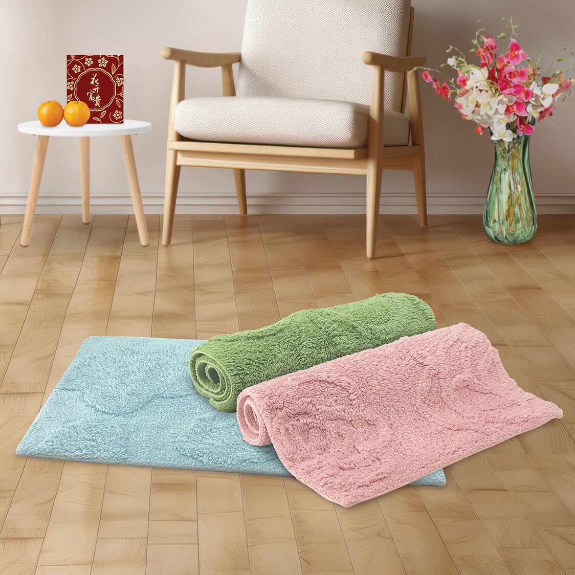 Suzanne Sobelle Bloomsbury Peony 100% Super Soft Cotton Tufted Mat - Sweet Blush