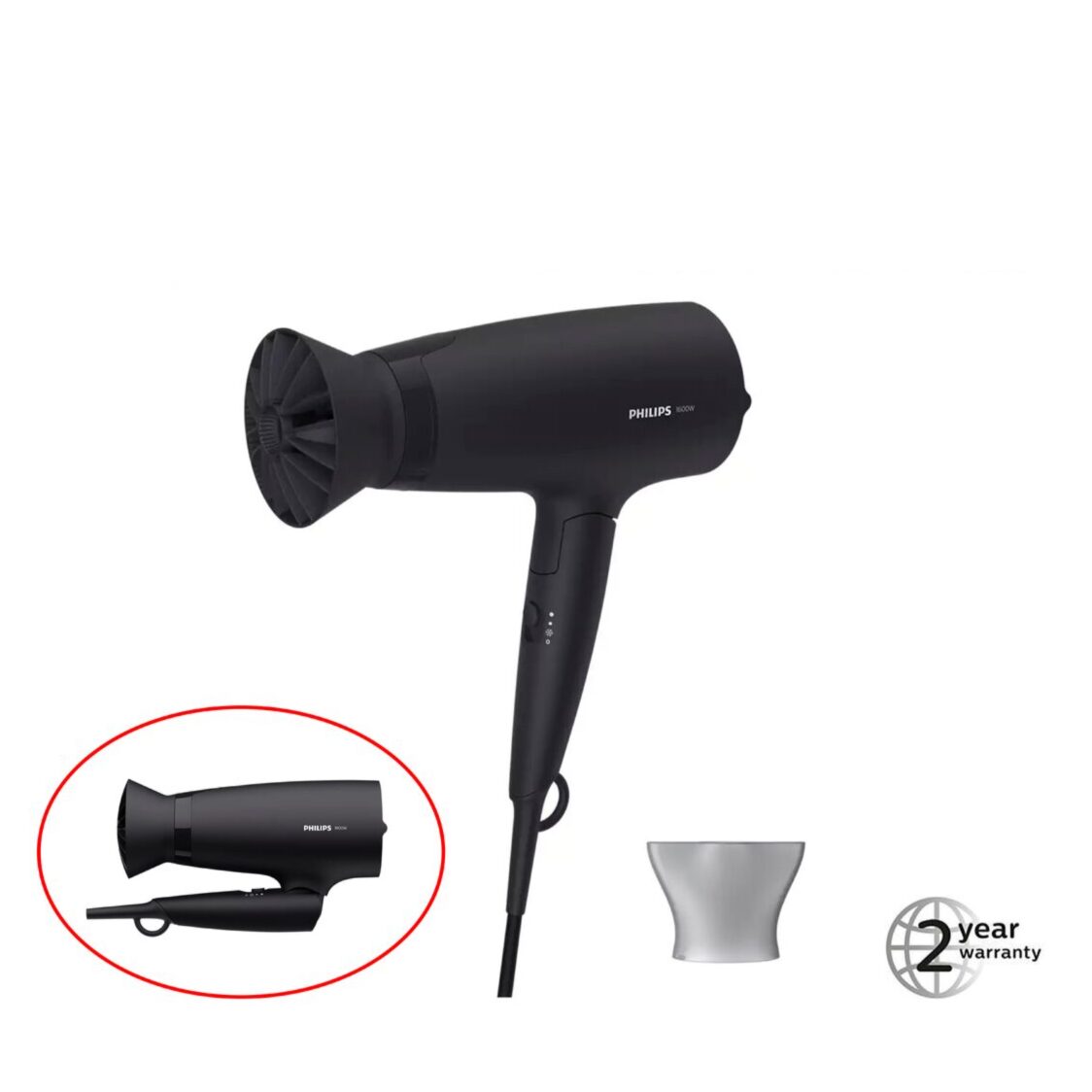 Philips 3000 Series Hair Dryer 1600W, Black (BHD308/13)