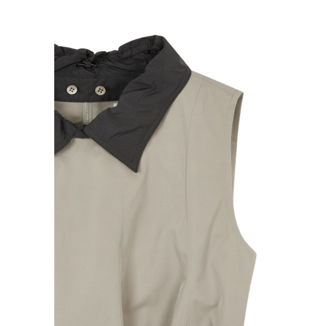 Studio Tomboy Detachable Collar A-Line Flared Blouse Khaki Beige