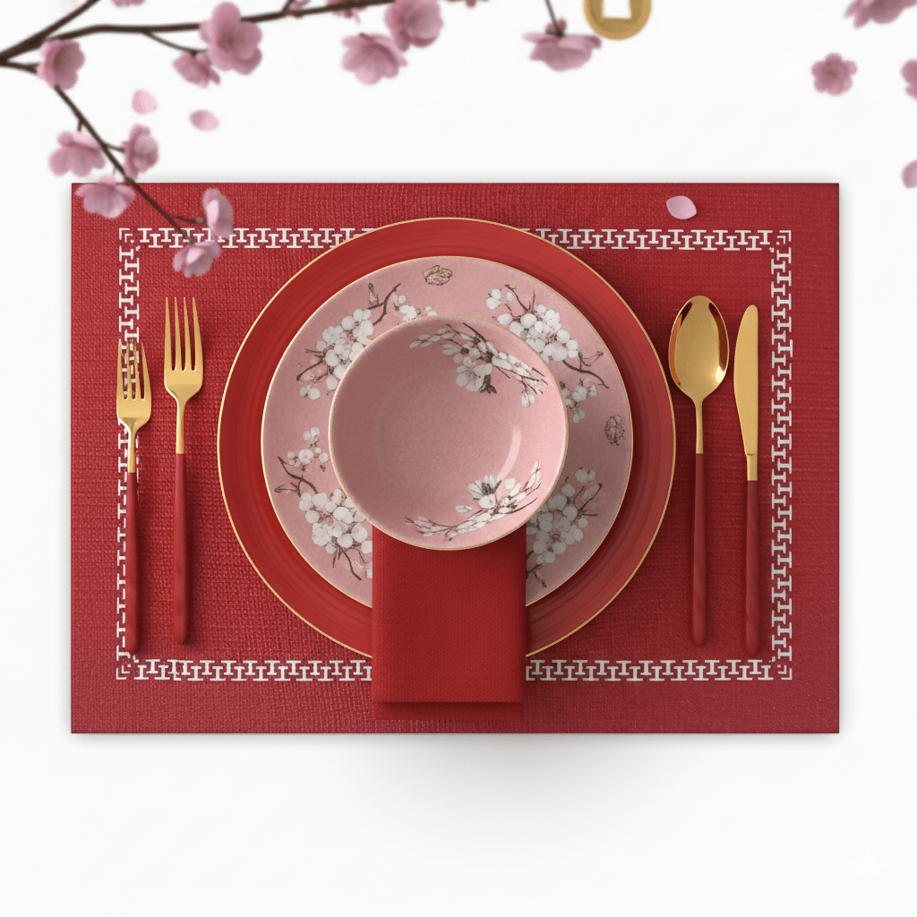 Dynasty Placemat | Laser cut Cationic - 33 x 45 cm, Red - Metro Singapore Departmental Store - Celebrating 69 Years in SG