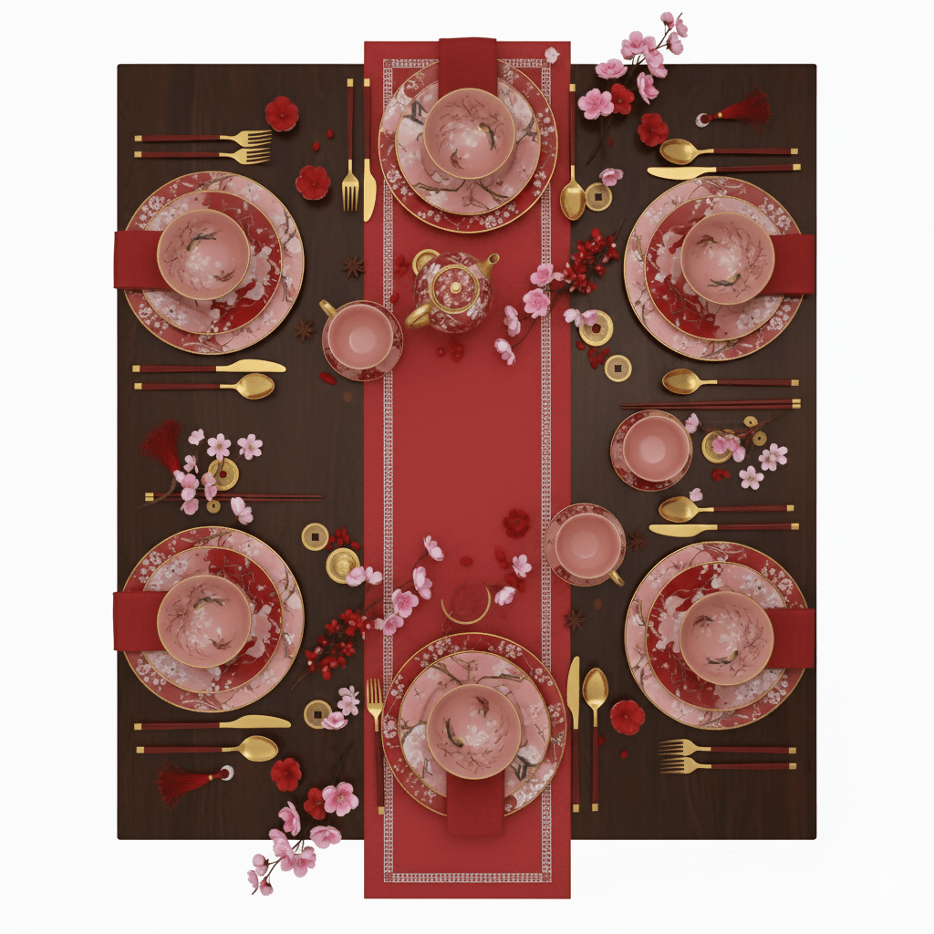 Dynasty Table Runner | Laser cut Cationic - 33 x 150 cm, Red - Metro Singapore Departmental Store - Celebrating 69 Years in SG