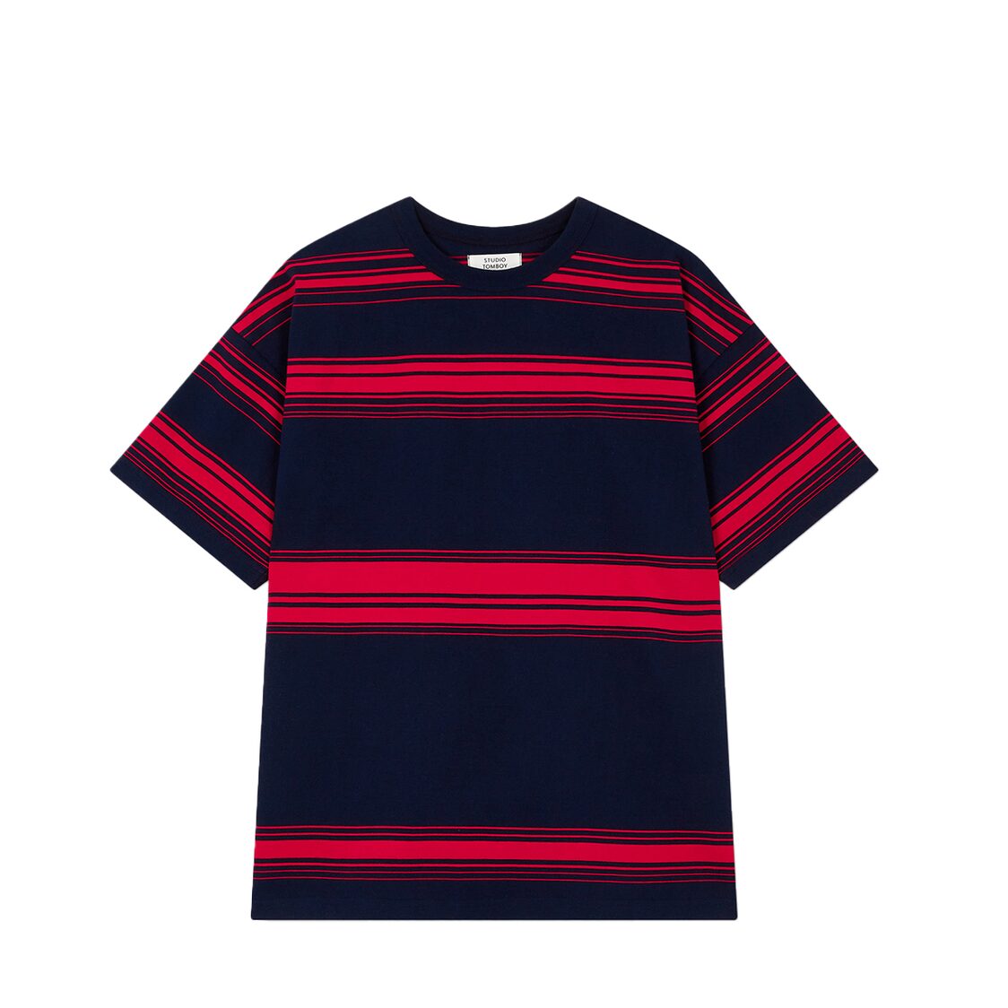 Studio Tomboy Striped Overfit T-Shirt Red
