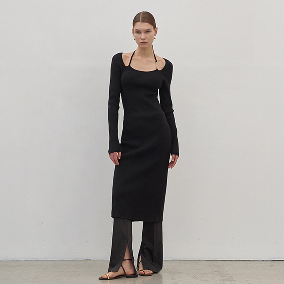 Atelier Nain Halter Neck Long Dress - Black