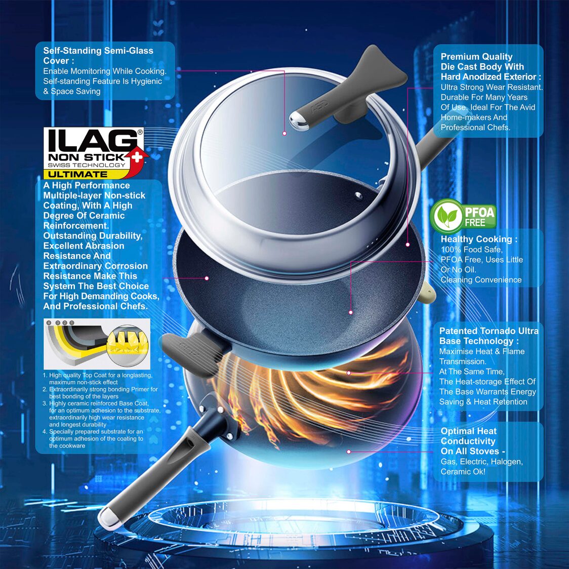 ASD Tornado 5G Die Cast Skillet Wok 32cm (CL32Z6WG)