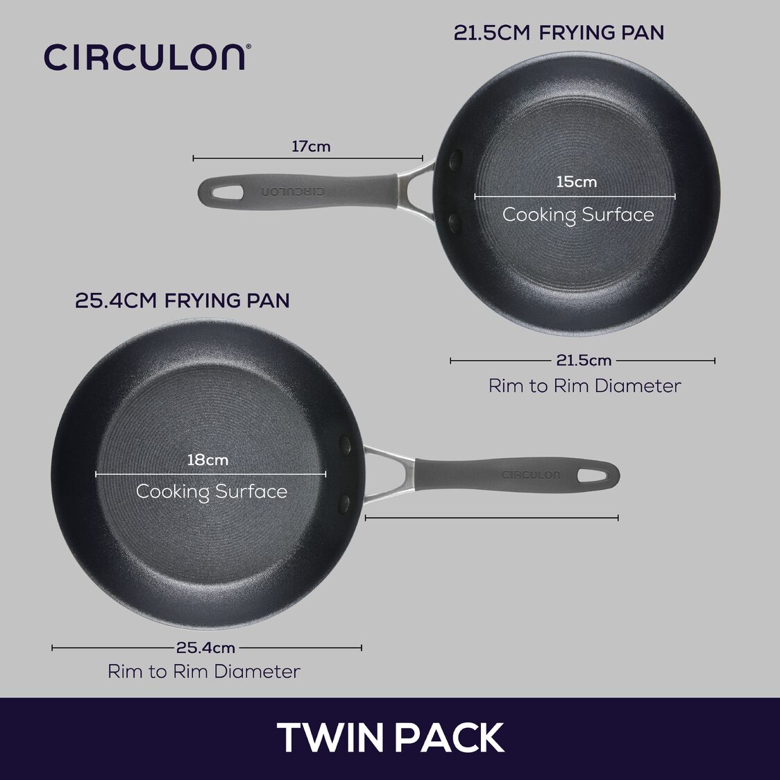 Circulon ScratchDefense A1 Frypan Twin Pack Set (21.5cm/25.4cm)