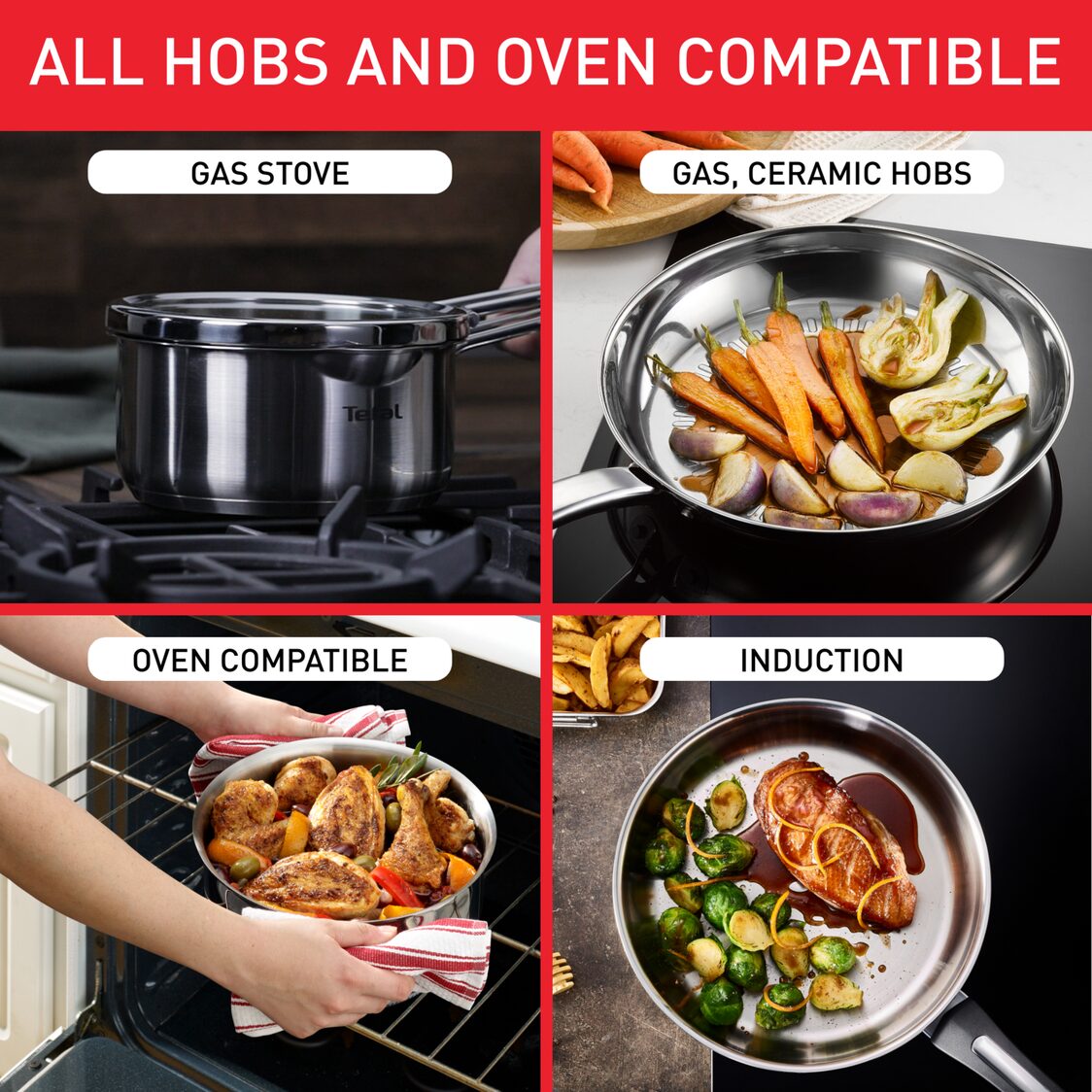 Tefal Duetto+ Stainless Steel Saucepan 18cm With Glass Lid (G71923)