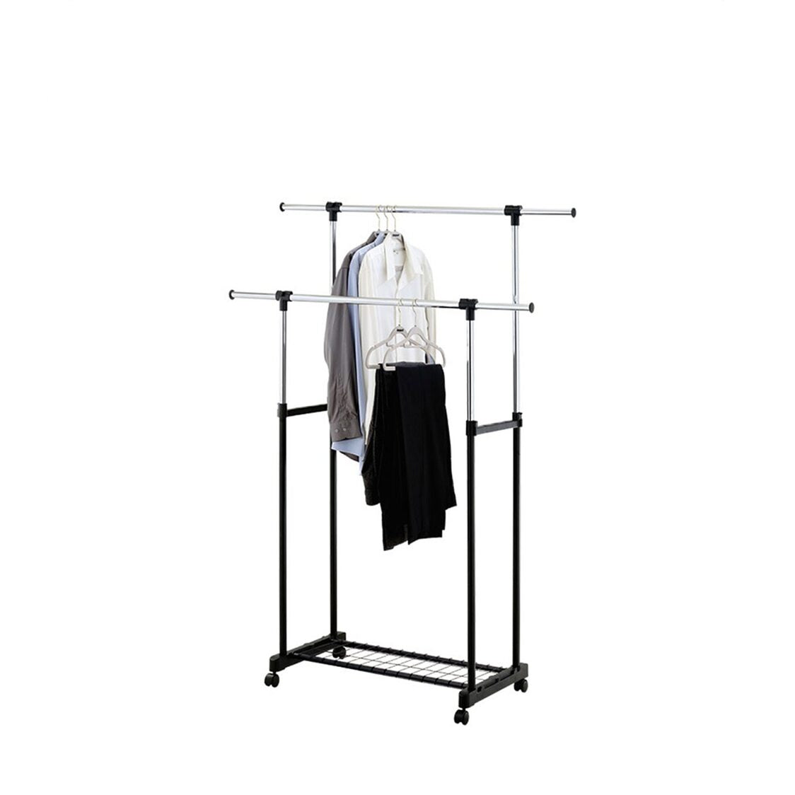 E70412 Rene Duo Portable Double Garment Rack Mat Black