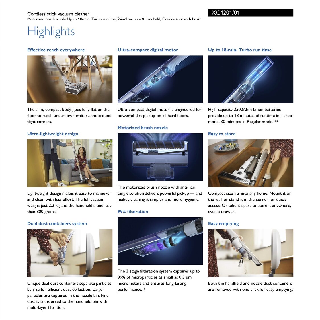 Philips 4000 Series 2-In-1 Cordless Stick Vacuum Cleaner (XC4201/01)