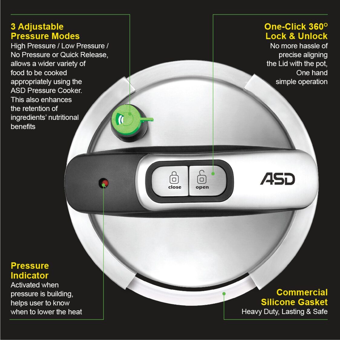 ASD 3-Ply Ultra Fast Pressure Cooker 8L (HP8002PC)