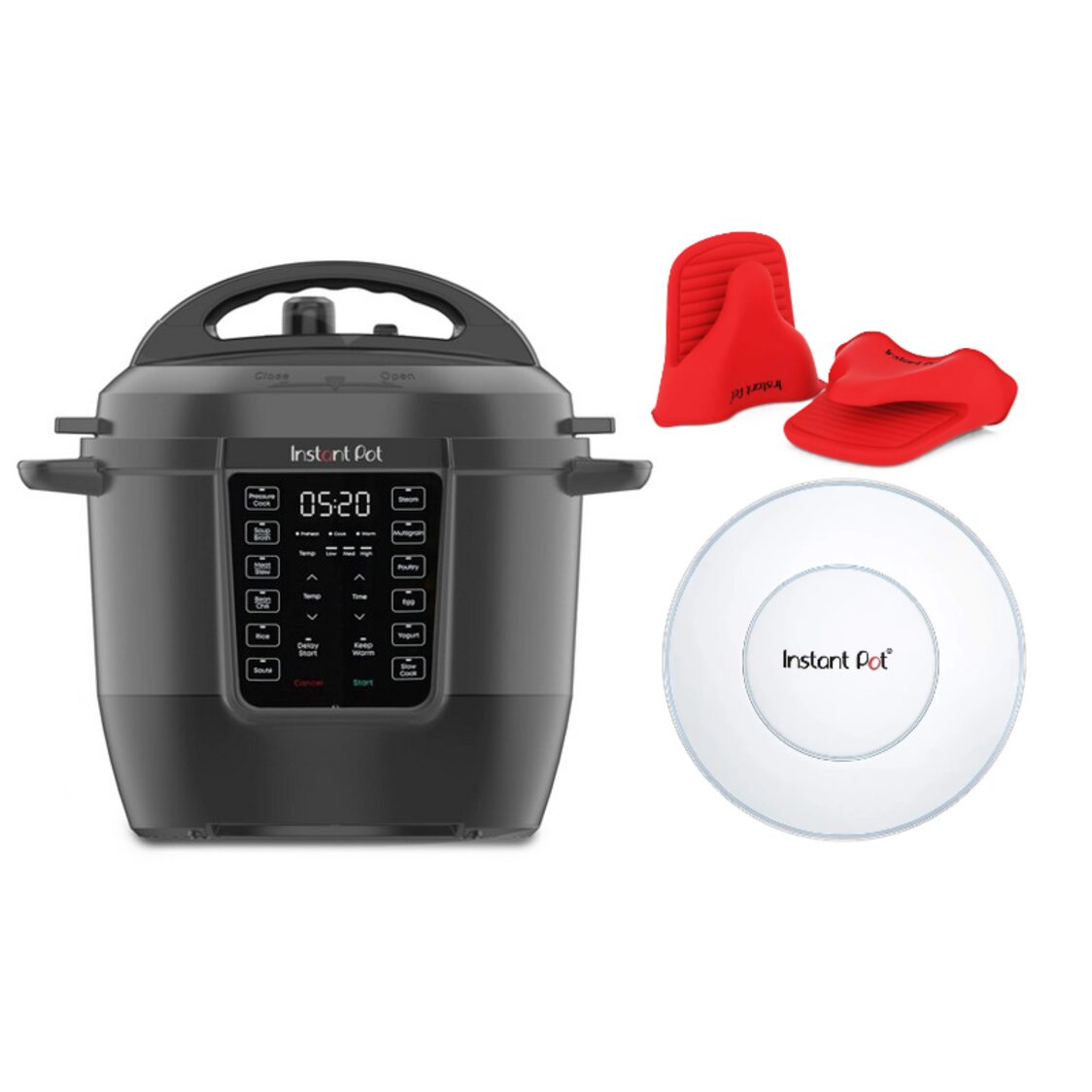 Instant Pot Rio 7 in 1 Multi-functional Smart Cooker 5.7L RIO60BK - Black With Plastic Lid & Mini Mitts