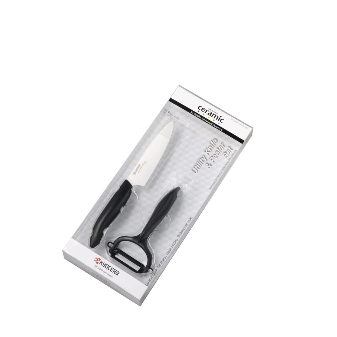 Kyocera 4.5" Advanced Ceramics Utility Knife & Peeler Set - Black (FK110WH-CP10N BK)