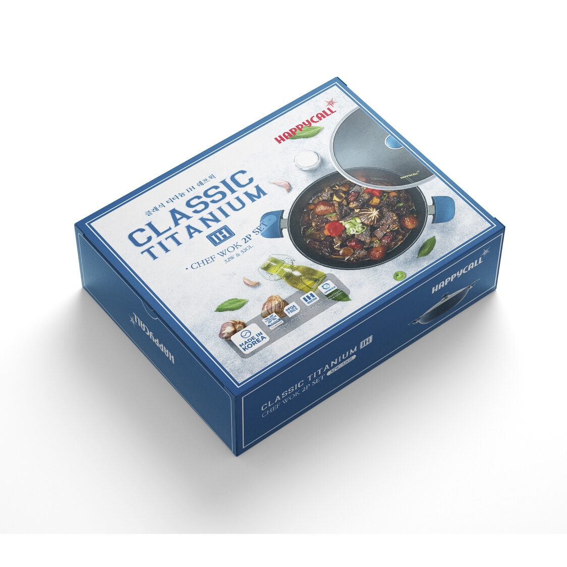 Happycall Classic Titanium IH Die Cast Chef Wok with Glass Lid 32cm (3900-0413)