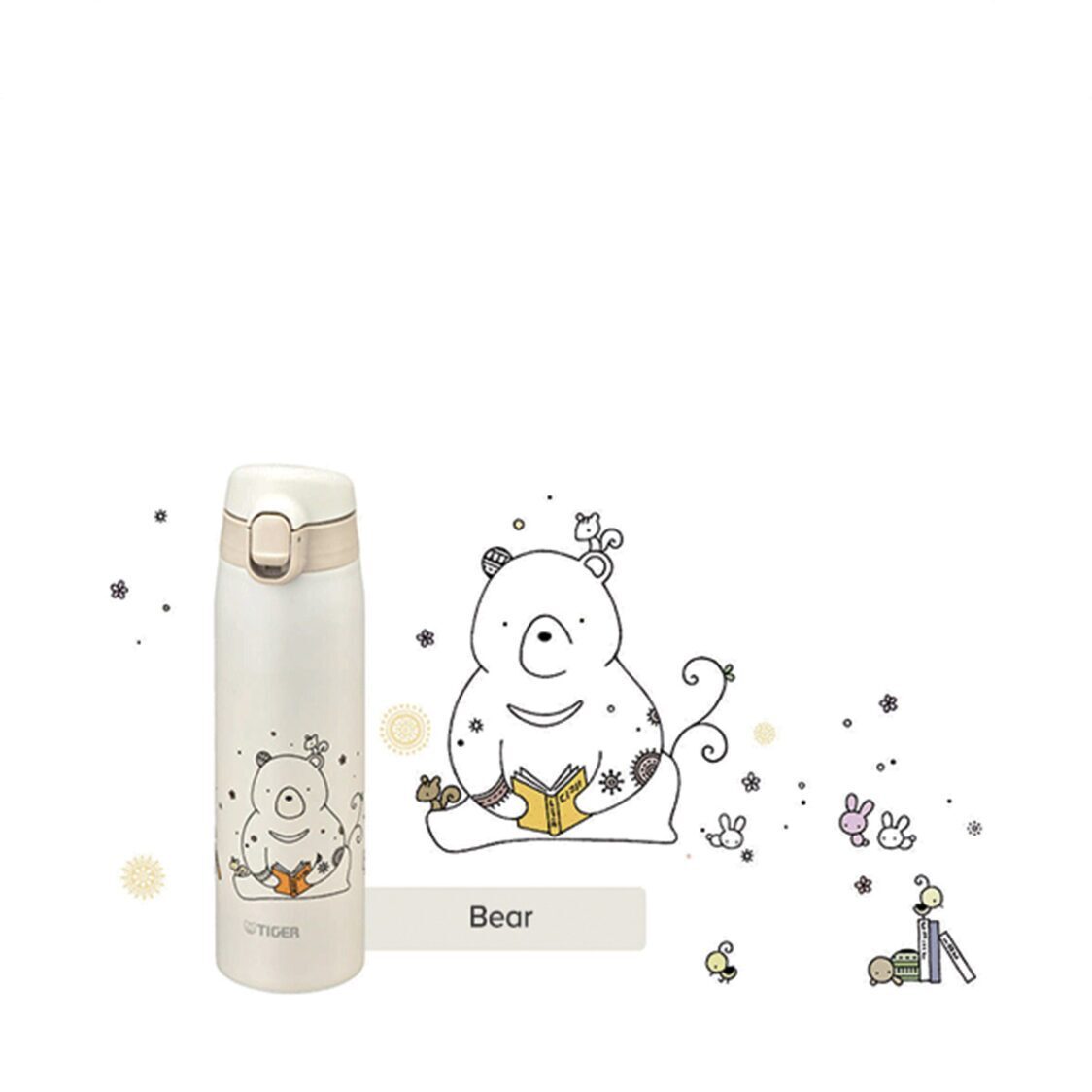 TIGER Double Stainless Steel Bottle 500ml - Bear (MCT-A050 W)