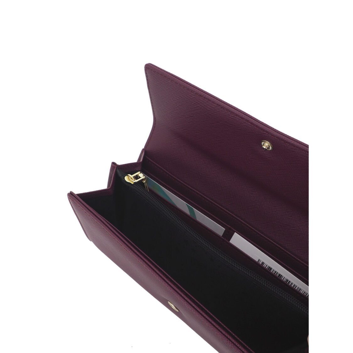 Mel&Co Saffiano-Effect Half Flap Long Wallet