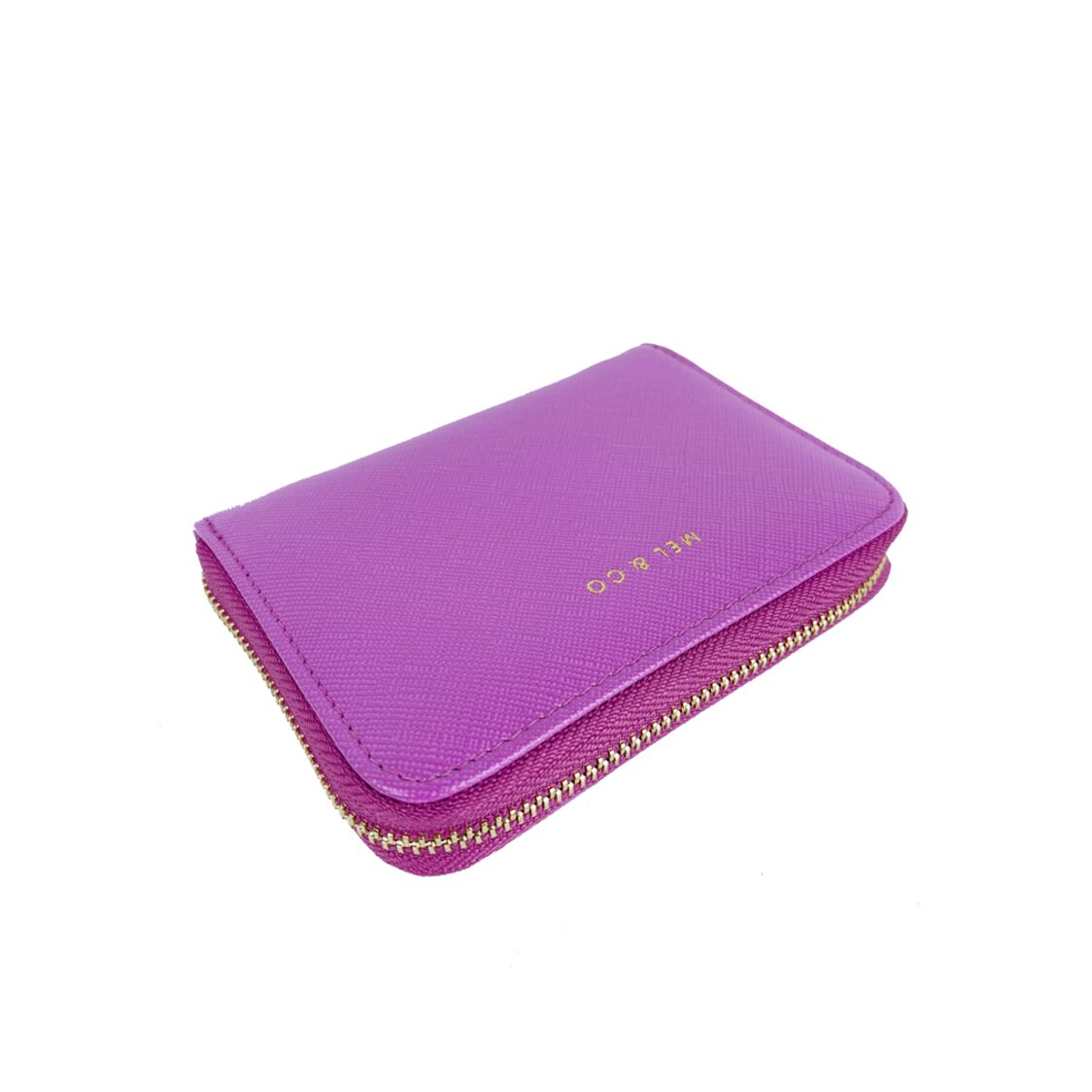 Mel&Co Saffiano-Effect Zip-Around Card Holder