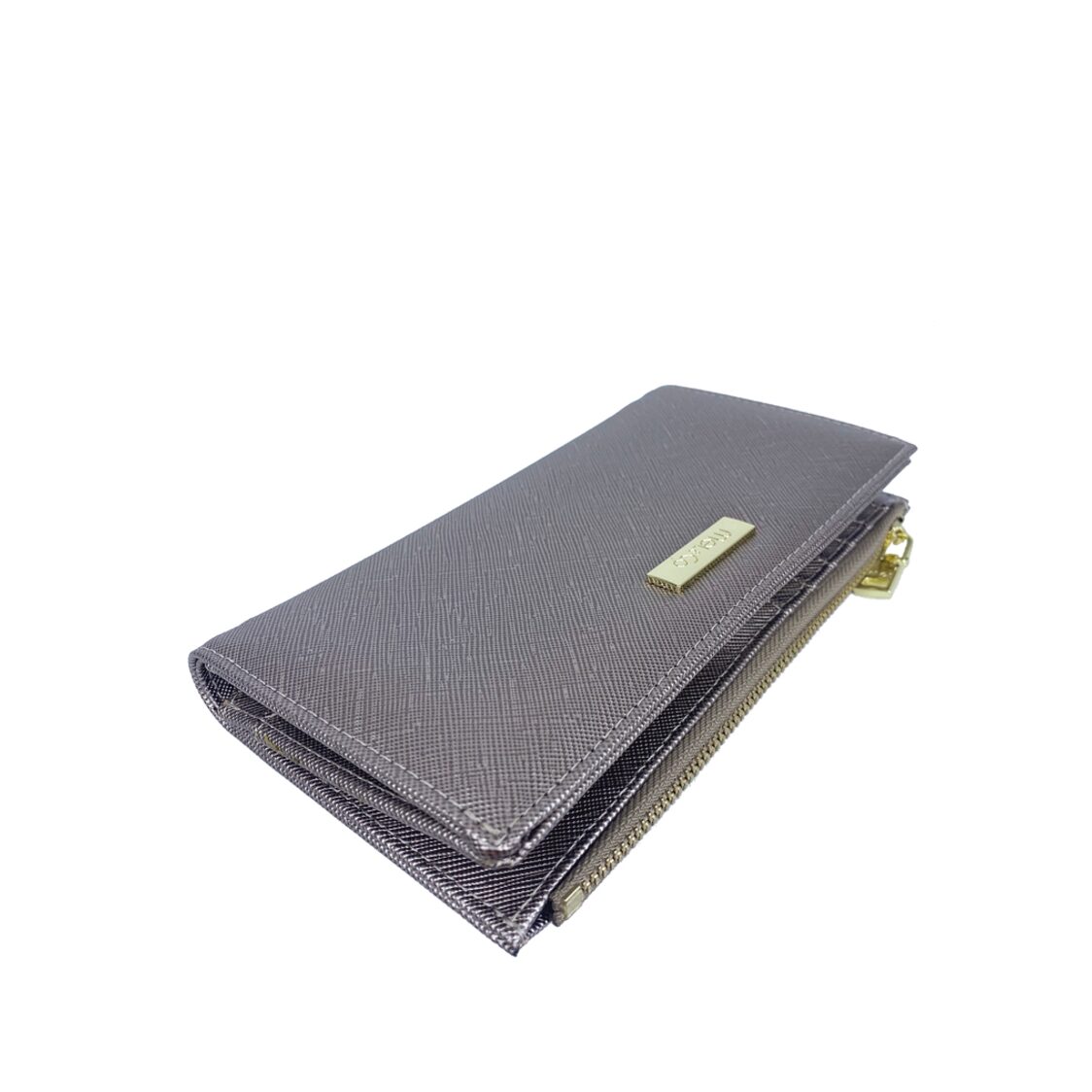 Mel&Co Saffiano Leatherette Bi-Fold Snap Long Wallet