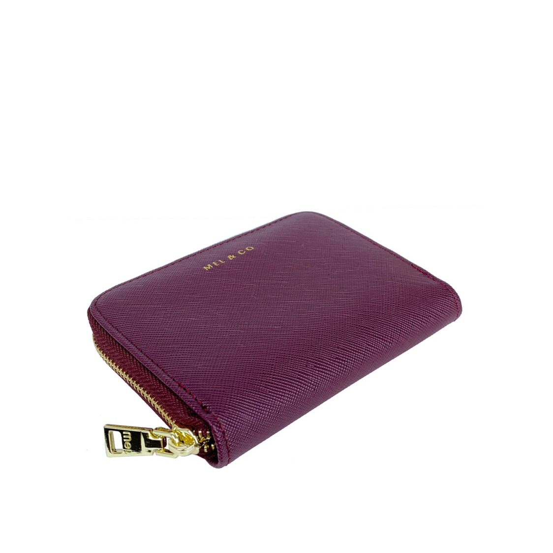 Mel&Co Saffiano-Effect Zip-Around Card Holder