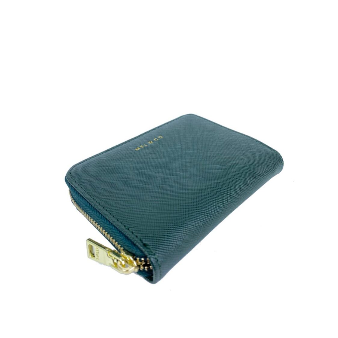 Mel&Co Saffiano-Effect Zip-Around Card Holder