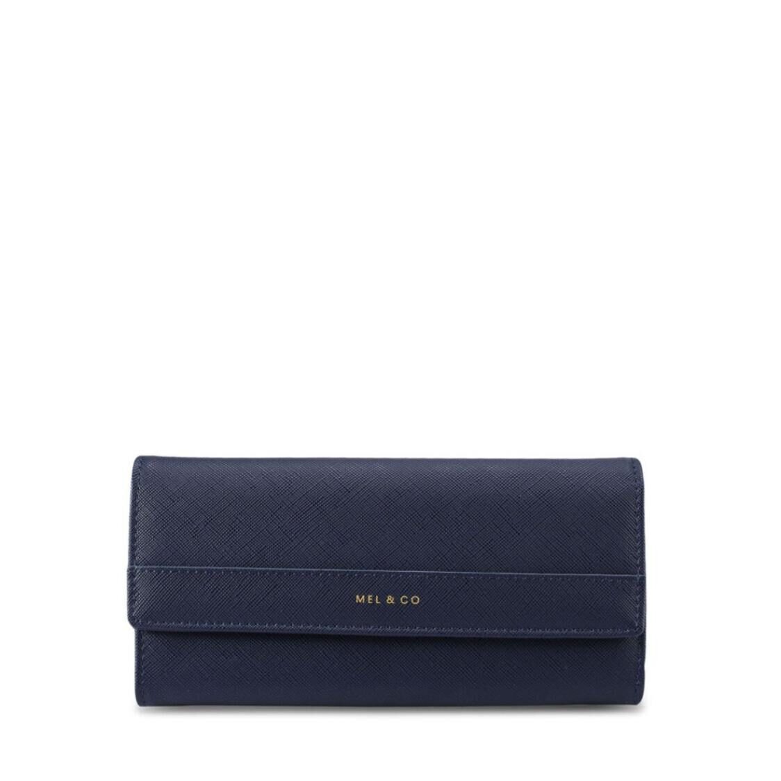 Mel&Co Saffiano-Effect Half Flap Long Wallet