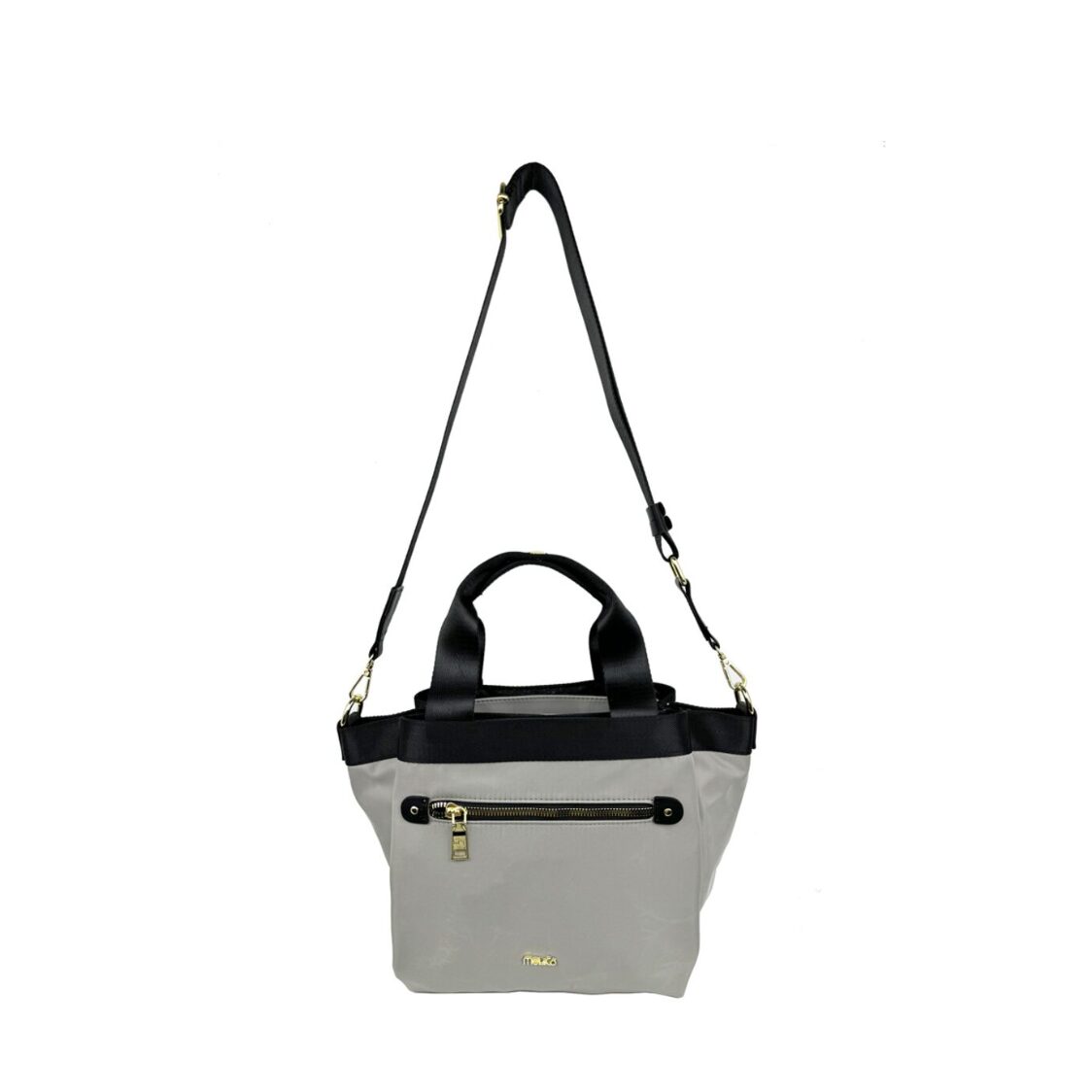 Mel&Co Nylon Satchel Top Handle With Font Zip Pocket