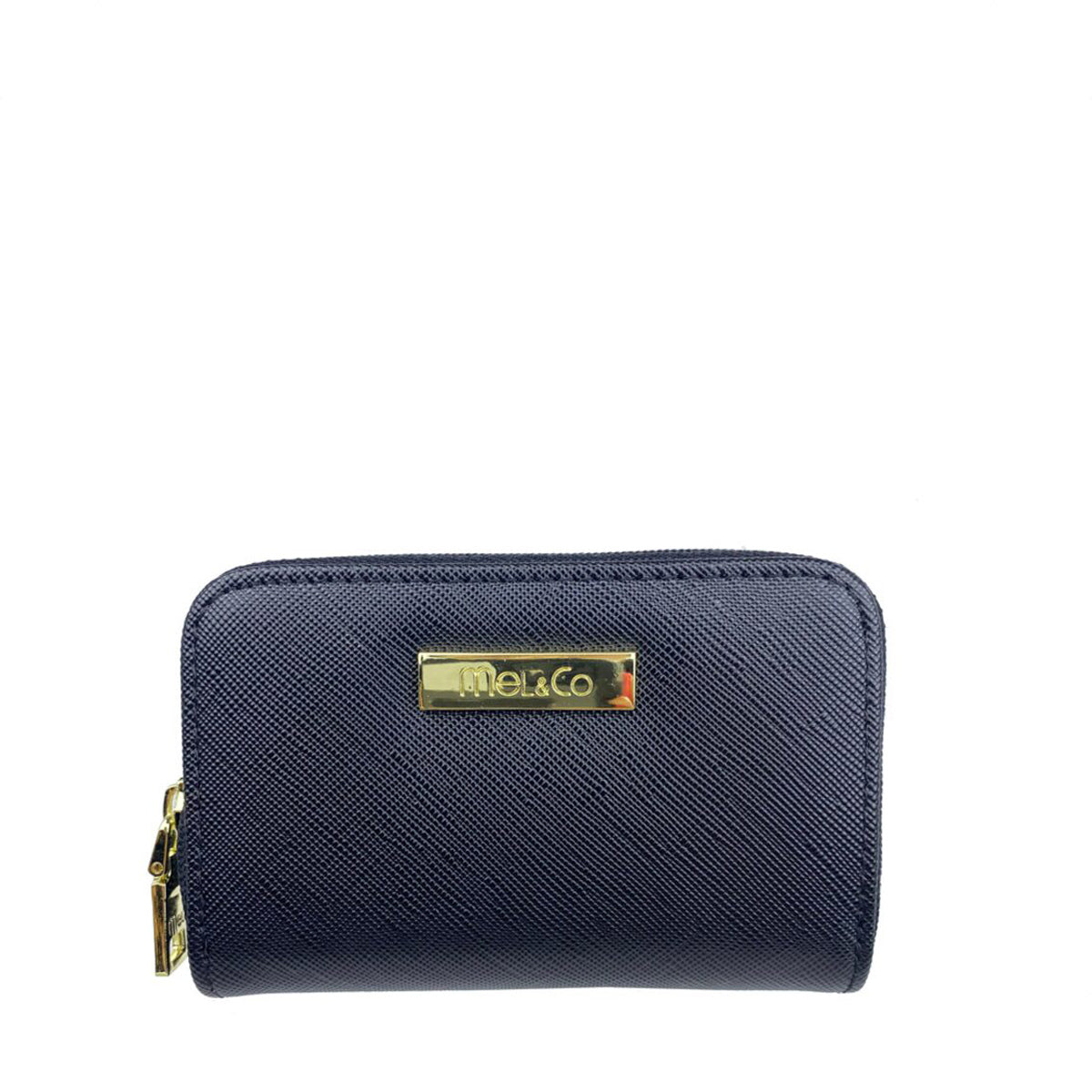 Mel&Co Saffiano Leatherette Double Zipper Pouch with Key Clips