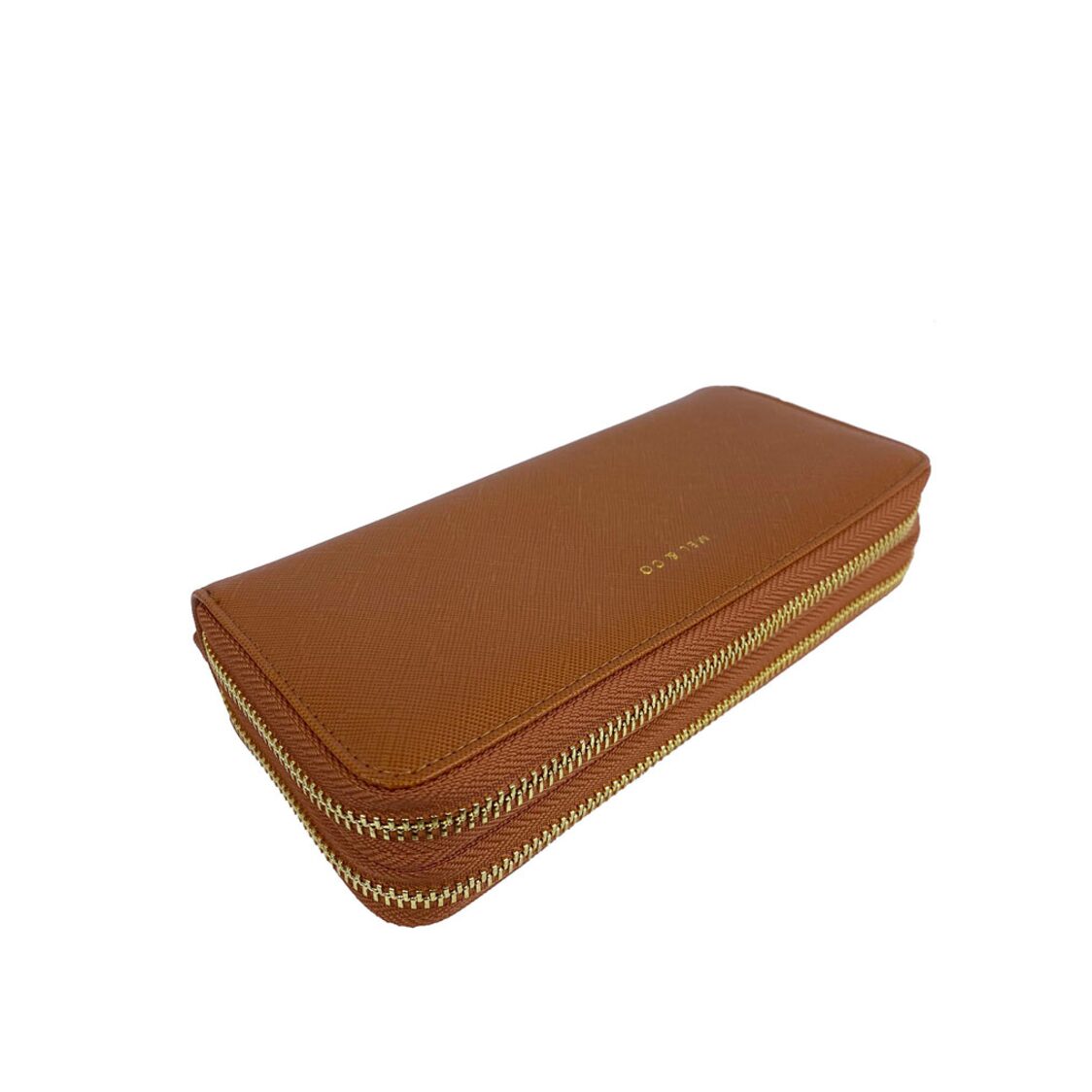 Mel&Co Saffiano-Effect Double Zip-Around Large Wallet With Wrist Strap